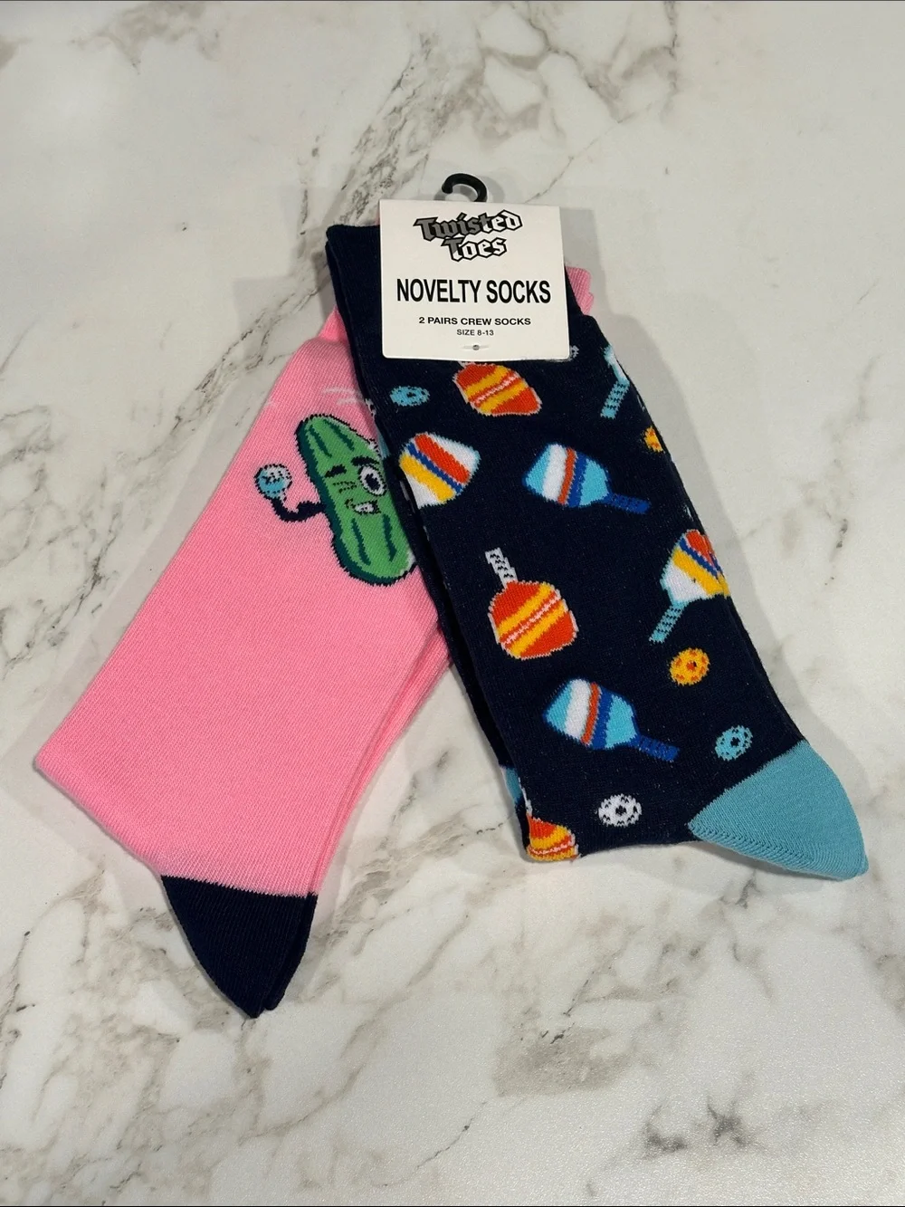 Twisted Toes Crew Socks Mens 8-13 NEW 2 Pair Pickleball